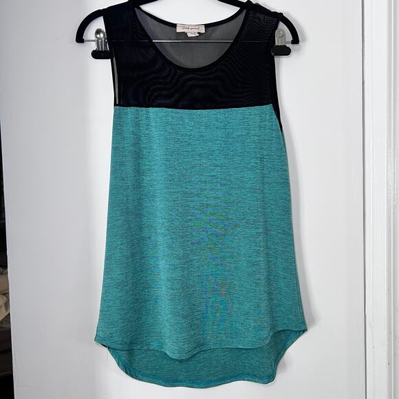 Daily Special Teal & Black Sleeveless High-Low Tank Top Size Large - Picture 1 of 4